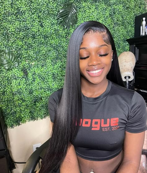 Straight Side Part Wig, Sew In Straight Hair, Lace Front Middle Part, Straight Side Part, Side Part Straight, Sew In Curls, Girls Braided Hairstyles Kids, Side Part Wig, Lacefront Wig