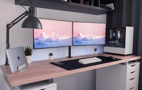 The Ultimate Setup with IKEA Desk for gaming - Minimal Desk Setups Minimal Desk Setup, Wide Desk, Minimal Desk, Game Setup, Gaming Desk Setup, Computer Gaming Room, Computer Desk Setup, Cozy Life, Room Vibes