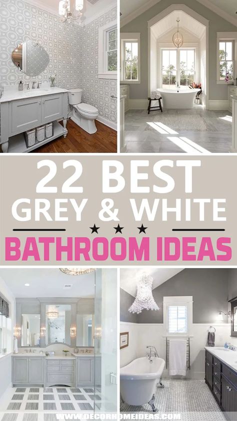 Grey And White Bathroom Ideas, Traditional Bathroom Tile, Small Grey Bathrooms, Grey Bathroom Floor, Grey Marble Bathroom, Halloween Decorations Diy, Light Grey Bathrooms, White Bathroom Ideas, Small White Bathrooms