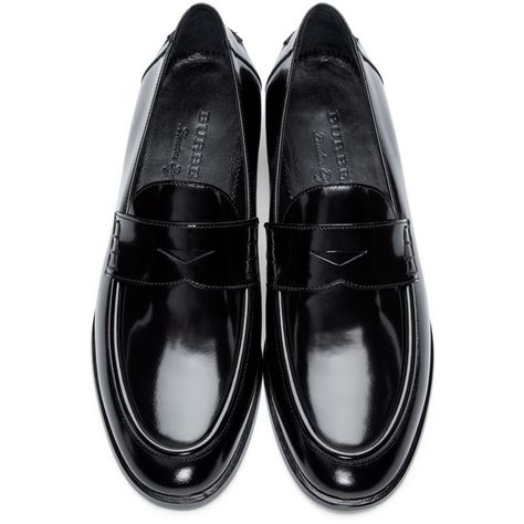 Burberry Black Patent Leather Oban Loafers ($525) ❤ liked on Polyvore featuring shoes, loafers, kohl shoes, black loafers, burberry shoes, black shoes and patent shoes Black Patent Loafers, Black Patent Leather Loafers, Black Patent Shoes, Shirt Scarf, Gents Shoes, Black Patent Leather Shoes, Patent Loafers, Leather Sole Shoes, Groom Shoes