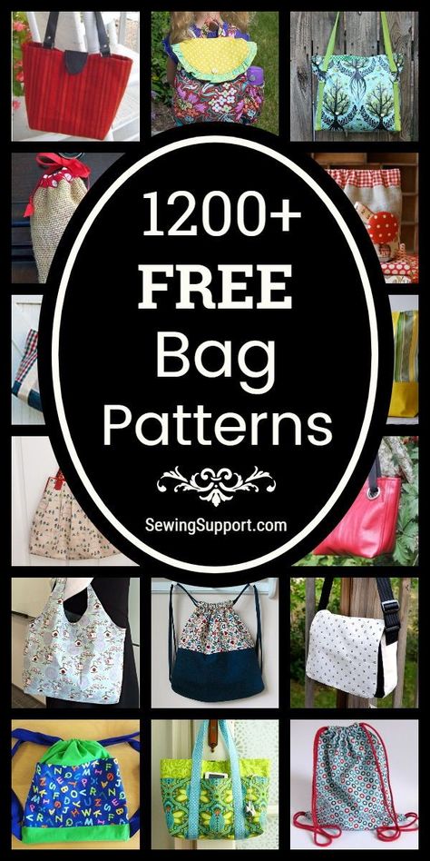 Free Bag Patterns to sew. Over 1200 sewing patterns, diy projects, and tutorials for fabric bags. Sew tote bags, easy drawstring bags, crossbody purses, messenger, hobo, and sling bags, duffle, weekender and travel bags, lunch bags, and more. Gift Bag Patterns To Sew, Vintage Bag Patterns Free Sewing, Patchwork Bag Patterns Free, Quilt Bag Patterns Free, Purses And Handbags Sewing Patterns, Free Small Bag Patterns, Lay Flat Makeup Bag Pattern, Sew Modern Bags Free Patterns, Book Bag Patterns To Sew