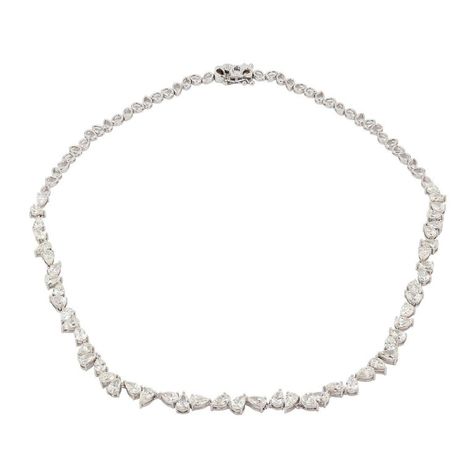 - 13.91 Pear Diamond Necklace - Modern "crooked" Style - 16' in length but can be adjusted upon request - Set in 18k white gold Pear Diamond Necklace, Flawless Diamond, Diamond Tennis Necklace, White Gold Necklaces, Tennis Necklace, Modern Necklaces, Gold Necklaces, Pear Diamond, Modern Jewelry