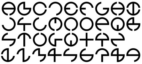 Font created using a circle and a cross. Each letter, A-Z, and the numbers 1-9 are shown above. Geocaching Ideas, Tattoo Letters, Flower Typography, Type Faces, Alphabet Symbols, Alphabet Code, Circle Logo Design, Circle Font, Corporate Image