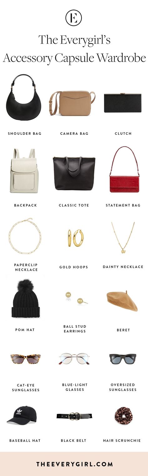 The Everygirl's Accessory Capsule Wardrobe | The Everygirl Capsule Wardrobe Jewelry, Capsule Wardrobe Accessories, Look Working Girl, French Capsule Wardrobe, Minimalist Wardrobe Essentials, Minimalist Wardrobe Capsule, Basic Wardrobe Essentials, Capsule Wardrobe Essentials, Fashion Capsule Wardrobe