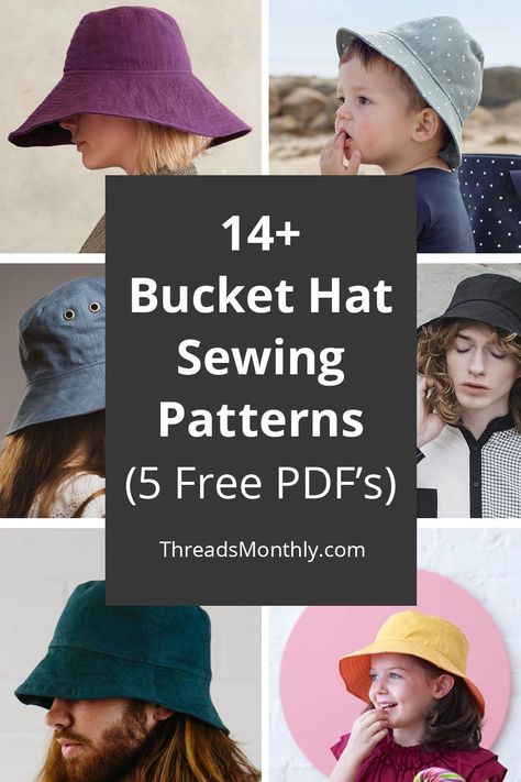 Here are the best bucket hat sewing patterns I've found. They're paper or printable PDF templates that you use to cut fabric. 5 are free! I featured multiple sizes for men, women, and children, and designs that are reversible and have ties. Make your own DIY hat this summer. This is a fun sewing project idea for beginners and beyond. Make them for yourself or as diy gifts. Reversible Bucket Hat Free Pattern, Childs Bucket Hat Pattern Free, Fabric Hat Patterns Free, Free Hat Sewing Pattern, Sunhat Pattern Free Sewing, Diy Bucket Hat Free Pattern, Hat Patterns To Sew Women, Hat Patterns To Sew Free, Bucket Hat Template