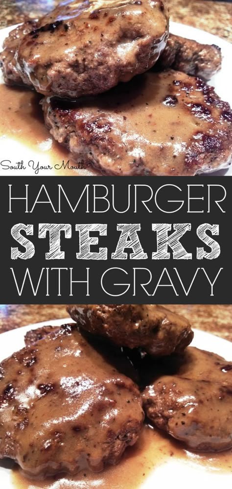 Homemade Brown Gravy, Hamburger Steak Recipes, Hamburger Steak And Gravy, Hamburger Steaks, Hamburger Dishes, Keto Beef Recipes, Hamburger Steak, Ground Beef Dishes, Brown Gravy