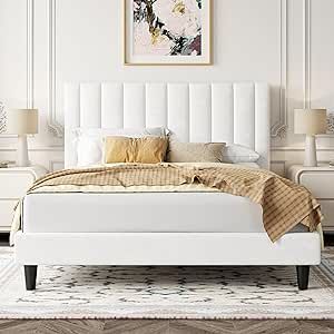 Diy Bed Ideas, Cute Beds, Neutral Apartment, Bed Frame Velvet, White Bed Frames, Channel Tufted Headboard, Autumn Bedroom, Sofa Table With Storage, Steel Bed Frame