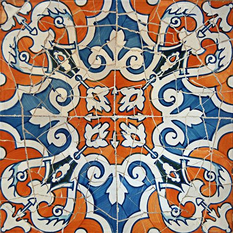 Mosaic Orange and Blue 2 by Antoni Gaudi Photographic Print on Wrapped Canvas Gaudi Mosaic, Orange Tiles, Inside Art, White Canvas, Art Studios, Art World, Canvas Giclee, Photographic Print, Metal Wall Art