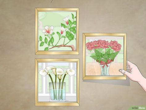 How to Arrange Three Pictures on a Wall: 12 Steps (with Pictures) Arrange 3 Pictures On The Wall, Hanging 3 Pictures On The Wall, Square Pictures On Wall, Three Pictures On Wall, Picture Groupings, Picture Arrangements On Wall, Hanging Pictures On The Wall, Pictures On Wall, Square Pictures