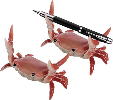 Amazon.com: 2Pcs Funny Crab Pen Holder Weightlifting Crab Desk Pen Stand for Pen Storage Office Desk Display Decorations : Office Products Weird Decor, Funny Crab, Ocean Bathroom, Cool Office Supplies, Desk Display, Storage Office, A Reading Nook, Pencil Holders, Pen Stand