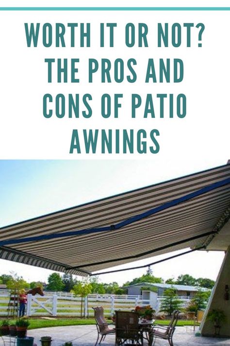 Worth it or NOT The Pros and Cons of Patio Awnings Deck Shade Ideas Retractable Awning, Awnings Over Decks, Patio With Retractable Awning, Patio Awning Retractable, Patio With Awning Ideas, Retractable Awnings Over Patio, Deck Awning Ideas Diy Patio Shade, Deck With Retractable Awning, Outdoor Retractable Awning