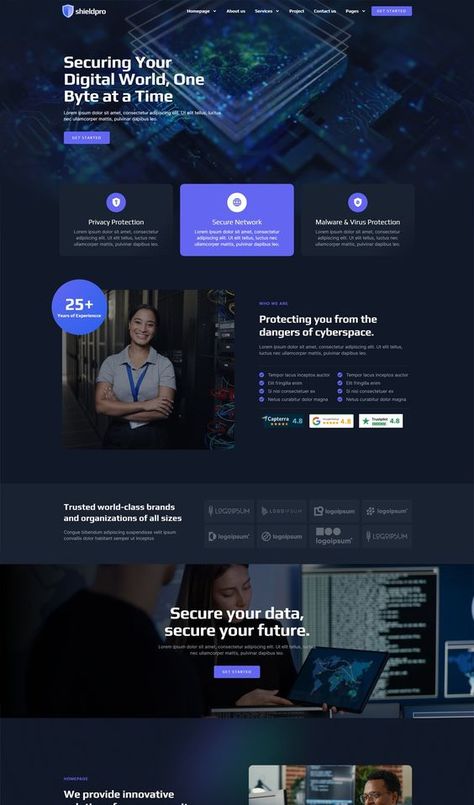 Cyber Security Services Elementor Pro Template Kit Security Website Design, Security Website, Elementor Templates, App Design Layout, Website Banner Design, Header Design, Website Security, Website Header, Folder Icon