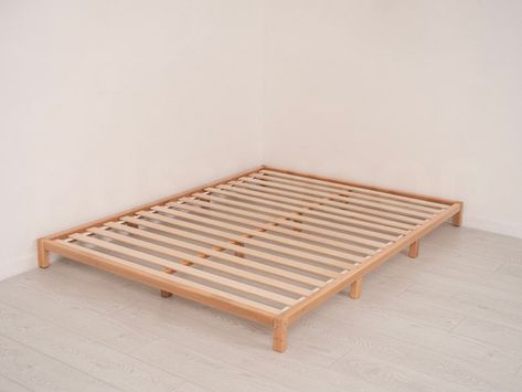 Platform Bed by Busywood, Futon Base, Low Platform Bed, Japanese Joinery Bed Frame, Low Profile Bed, Minimalist Bed, Tatami Platform Bed - Etsy Canada Low Bed Ideas, Tatami Platform, Bed Frame Low, Japanese Platform Bed, Bed Minimalist, Masculine Interior Design, Low Platform Bed, Masculine Interior, Japanese Joinery