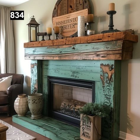 Please do not purchase a Mantel without first filling out the Quote Form and receiving a quote from us. Quote Form: https://form.jotform.com/240524957086059 Introducing our exquisite collection of reclaimed wood beam fireplace mantels, each one uniquely distressed to perfection, exuding rustic charm and timeless elegance. Crafted from high-quality reclaimed pine wood beams, these mantels boast a weathered paint finish that reveals the natural beauty of the wood beneath, creating a stunning visua Living Room Designs With Wood Walls, Western Style Fireplace, Rustic Faux Fireplace, Log House Decorating Ideas, Primitive Farmhouse Decor Living Room, Fireplace Mantel Painting Ideas, Rustic Industrial Decor Living Room, Wood Stove With Mantle, Farmhouse Fireplace Ideas Rustic