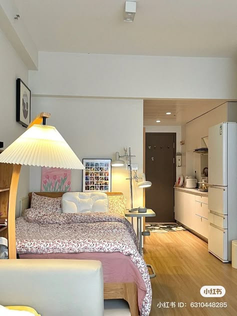 Korean Studio Apartment Small Spaces, Condo Room Ideas, Small Condo Room Ideas, Condo Interior Design Small Philippines Studio Type, Korean Dorm Room, Long Apartment Layout, Korean Apartment Interior Small Spaces, Small Korean Apartment, Studio Condo Interior Design