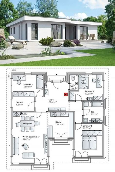 Bungalow House Floor Plans, Modern Bungalow House Design, Bungalow Style House, Bungalow Floor Plans, Bungalow Style House Plans, Affordable House Plans, Modern Bungalow House, Building House Plans Designs, House Plan Gallery