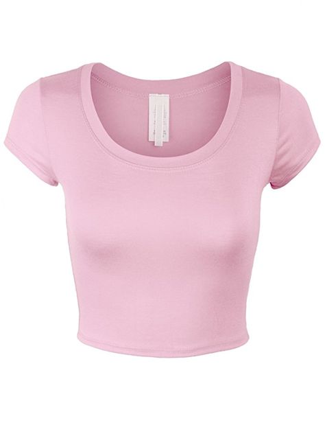 Baby Pink Crop Top, Light Pink Shirt, Clothes Board, Light Pink Tops, Short Sleeve Crop Top, Round Neck Shirt, Crop Top Outfits, Crop Top And Shorts, Crop Top Shirts