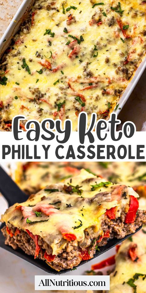 Looking for easy low-carb dinners? This Keto Cheesy Philly Casserole is a perfect high protein meal that’s loaded with flavor! Ideal for keto meal prep, this easy dish is one of the best casserole recipes for dinner, keeping you satisfied and on track with your low carb goals. Enjoy the keto dinner! Philly Casserole, High Protein Low Carb Recipes Dinner, Nutritious Desserts, Casserole Keto, Pan Dishes, Healthy Low Carb Dinners, High Protein Dinner, Protein Dinner, Low Carb Casseroles