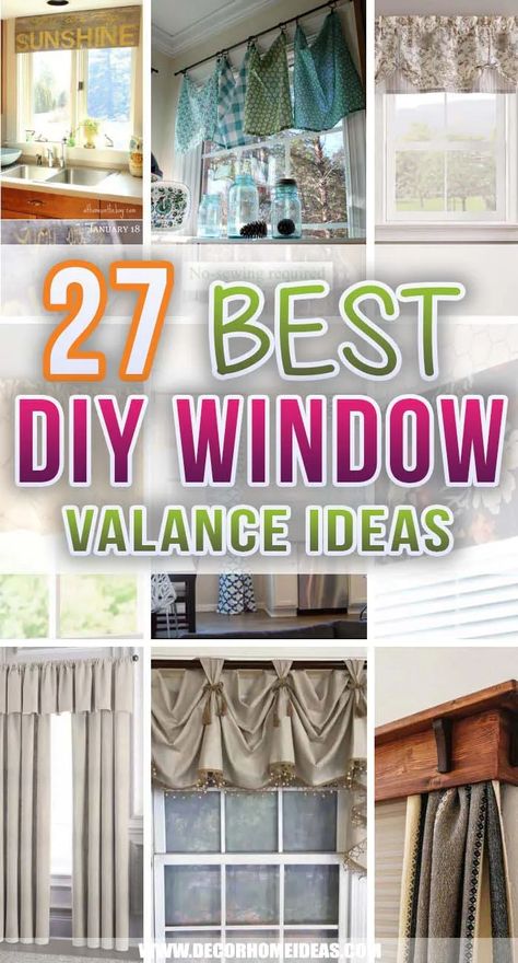 27 Best DIY Window Valance Ideas That Work For Any Room | Decor Home Ideas Diy Window Valance Ideas, Window Valance Ideas, Diy Window Valance, Bathroom Valance, Bedroom Valances, Diy Valance, Valance Ideas, Valance Patterns, Unique Window Treatments