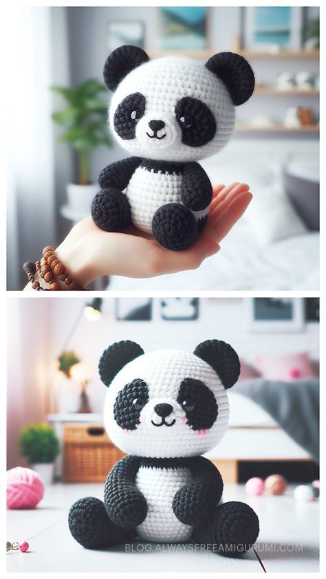 Panda Kawaii Amigurumi Crochet Free Pattern How To Crochet A Panda, Free Panda Crochet Pattern, Crochet Panda Pattern Free, Panda Amigurumi Free Pattern, Knitted Cardigan Outfit, Crochet Panda Pattern, Crochet Panda Bear, Cardigan Outfit Winter, Panda Crochet Pattern