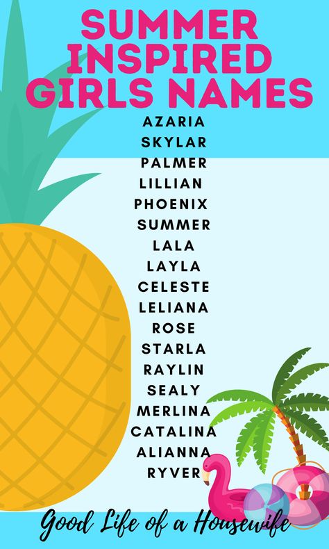 75 Pretty Summer Inspired Names for Girls #babynames #babynamesgirl #babynamesuncommon #babynamesrate #babynamesunique #babynamesgirlpretty #babynamesgirlunique #babynamesgirlbeautiful #summernames #babygirlnamessummer #girlnames Less Naming Characters, Pretty Girl Names, Gnome Names, Rare Baby Girl Names, Summer Names, Cool Boy Names, Children Names