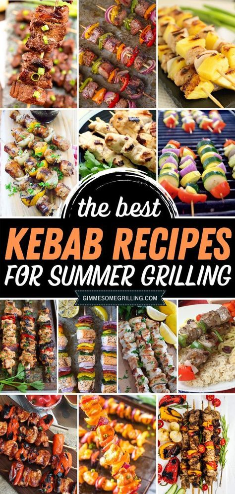 On The Grill Recipes, Kabobs On The Grill, Grilled Kabobs, Easy Summer Grilling Recipes, Grilled Kabob Recipes, Bourbon Chicken Recipe, Bbq Bar, Camping Meal, Grilling Ideas