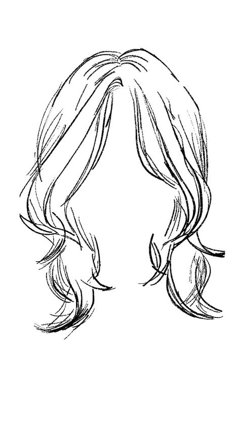 Hairstyle Base Drawing, Wolfcut References Drawing, Front Hair Base Drawing, Bangs Base Drawing, Anime Hair Reference Female Long, Hairstyles Long Hair Drawing, Bangstyle Hair Long Drawing, Butterfly Haircut Drawing, Hair Base Ponytail