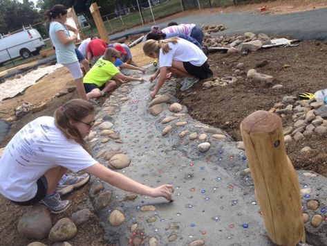 Building a Mini Playscape "River" - Rusty Keeler Kindergarten Yard, Outdoor Playscapes, Nature Playground, Outdoor Play Space, Play Area Backyard, Backyard Kids Play Area, Play Garden, Outdoor Play Areas, Outside Play