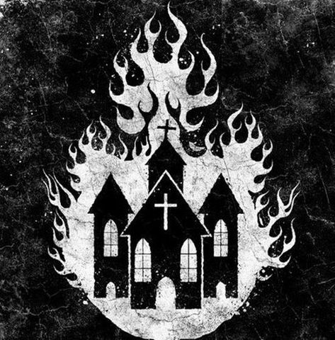 Burning Church, Louis Tomlinson, Dark Art, Black Metal, Flash, Tattoo Ideas, Illustrations, Black And White, Tattoos