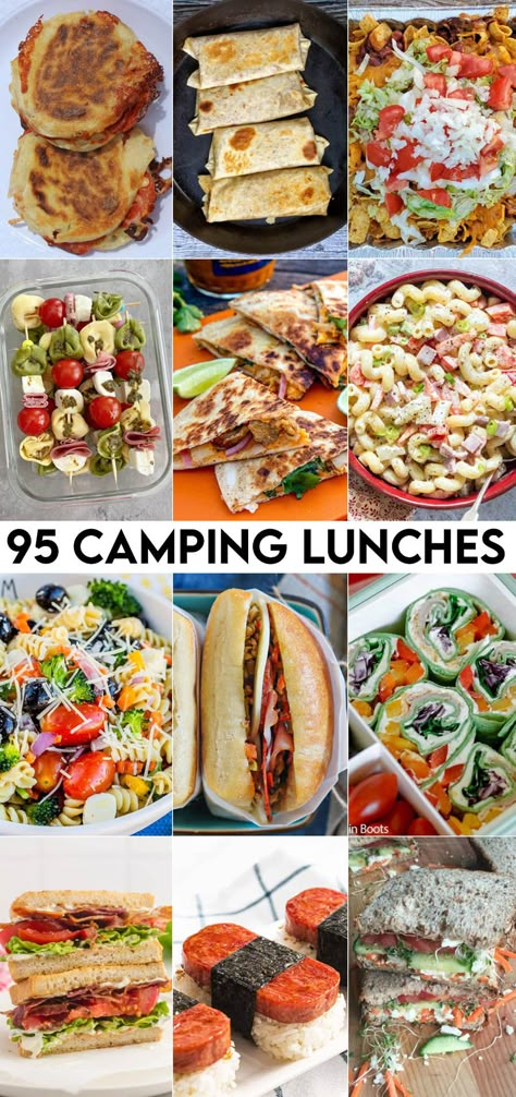 Easy Camping Lunch Ideas, Easy Camping Lunch, Premade Camping Meals, Camping Lunch Ideas, Camping Recipes Dinner, Fun Finger Foods, Camping Lunch, Camping Food Make Ahead, Camping Meal Planning