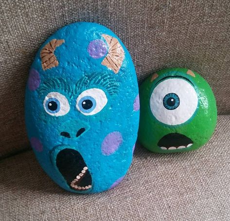 Mike Wazowski and James P. Sullivan Sully Monsters Inc. Painted rocks Rock Painting Ideas Mike Wazowski, Monster Inc Rock Painting, Monsters Inc Painted Rocks, Mike Wazowski Rock Painting, Sully Rock Painting, Character Painted Rocks, Coloring Rocks, James P Sullivan, Sully Monsters Inc