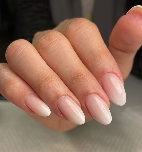 Gel overlay and French fade on natural nails 🤍 | Instagram Overlays Nails Gel, Nails Faded French, French Tip Fade, Natural Overlay Nails, Natural Nail Inspiration, French On Natural Nails, Overlay Nails Natural, Faded French Tip, Gel Overlay Nails Design