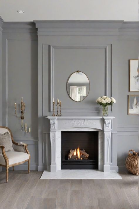 Fireplace Accent Wall Ideas Paint Colors, Light French Gray Sherwin Williams, Cozy Fireplace Room, Light French Gray, Green Room Colors, Bright Room Colors, Best Wall Paint, Wall Paint Color, Modern Paint Colors