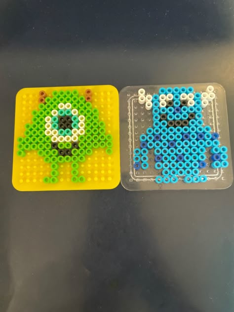 Sully Perler Beads, Monsters Inc Perler Beads, Matching Pearler Beads, Peeler Bead Ideas Big, Disney Hama Beads Pattern, Peeler Bead Idea, Perler Bead Patterns Disney, Sully Monsters Inc, Melty Bead Designs