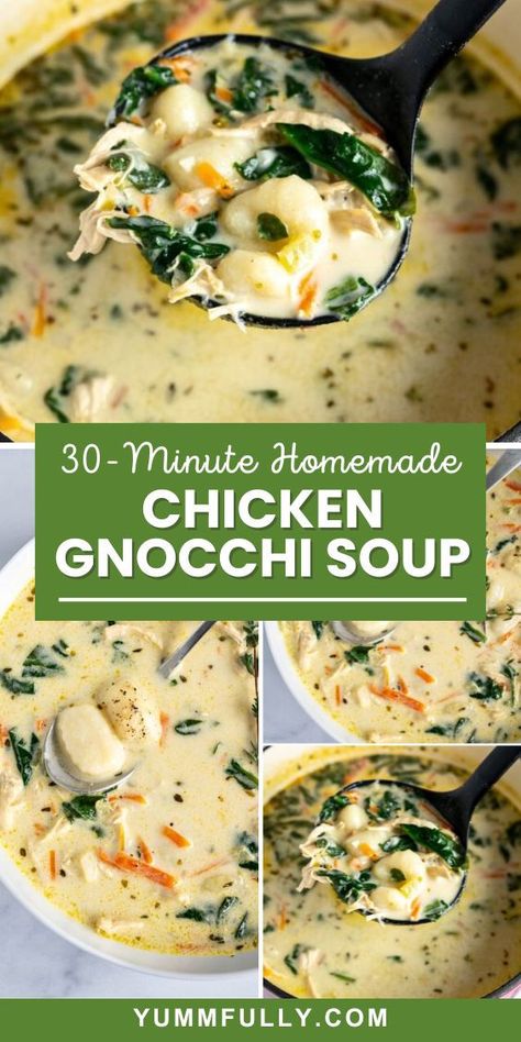 Whip up this creamy Chicken Gnocchi Soup in just 30 minutes! A delightful, comforting meal for chilly fall evenings! Olive Garden Chicken Gnocchi Soup Recipe, Olive Garden Gnocchi Soup, Chicken And Gnocchi Soup, Chicken And Gnocchi, Chicken Gnocchi Soup Recipe, Olive Garden Chicken Gnocchi, Gnocchi Recipes Soup, Olive Garden Chicken, Chicken Gnocchi Soup Olive Garden