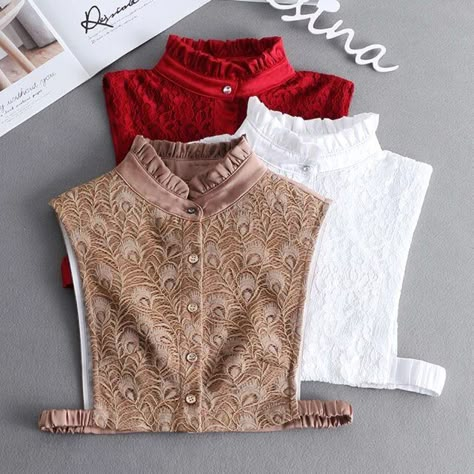 Wine Red Sweater, Lace Clothes, Shirt Collars, Collar Shirts Women, Sewing Collars, False Collar, Fake Collar, Blouse Lace, Lace Outfit