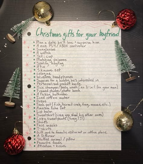 Christmas Stuff To Do With Boyfriend, Christmas List For Girlfriend, Cute Gift Ideas For Boyfriend Christmas, Christmas List Ideas Boyfriend, Good Christmas Presents For Boyfriends, Xmas Present Ideas For Boyfriend, Christmas Hamper For Boyfriend, Boyfriend Ideas For Christmas, Christmas Gift For My Boyfriend