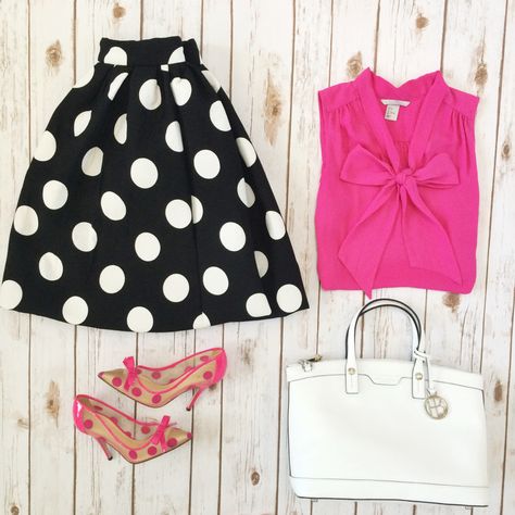 Black polka dot flare skirt, pink bow blouse, Kate Spade polka dot pumps, white purse // Click the following link to see outfit details and photos: http://www.stylishpetite.com/2015/03/instagram-lately.html Stylish Petite, Look Rose, Outfit Work, Bow Blouse, Instagram Outfits, Pink Ruffle, Ruffle Collar, Midi Skirts, Petite Fashion