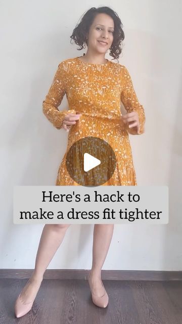 Shweta Mathur on Instagram: "Quick hack to make a dress fit tighter   #stylehack #fashionhack #dresses #styleblogger" Hack To Tighten Dress, How To Make My Dress Tighter, Take In A Dress No Sew, Take In A Dress Diy, How To Wear Short Dresses Modestly, How To Style A Dress With A Belt, Dress Too Long Hack No Sew, How To Wear A Dress As A Top, Tighten Dress Hack