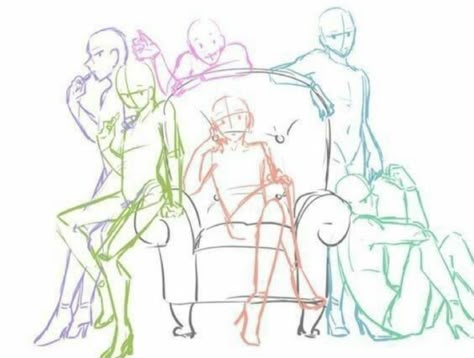 Harem Drawing Base, Harem Reference Pose, 8 Person Pose Reference, Sibling Art Base, Drawing Base Multiple People, 7 Person Group Pose Drawing, On Floor Drawing Reference, Harem Pose Reference, 7 People Poses Drawing