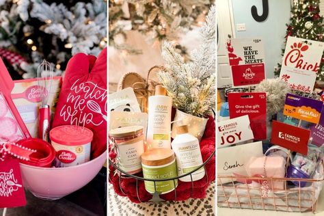 40+ THOUGHTFUL DIY CHRISTMAS GIFT BASKET IDEAS - Stylin by Sarita Diy Christmas Gift Basket Ideas, Breakfast Gift Basket, Gift Baskets Diy, Yankee Candle Christmas, Perfect Gift Basket, Wine Basket, Dollar Tree Gifts, Christmas Gift Baskets Diy, Snow Gifts