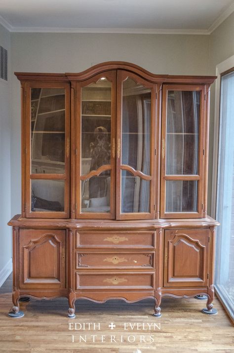 Before And After China Cabinet Makeovers, Painted China Cabinet Ideas, Refinished China Cabinet, French Provincial China Cabinet, Richmond House, Paint Magic, China Cabinet Redo, Furniture Remodel, Fancy Furniture