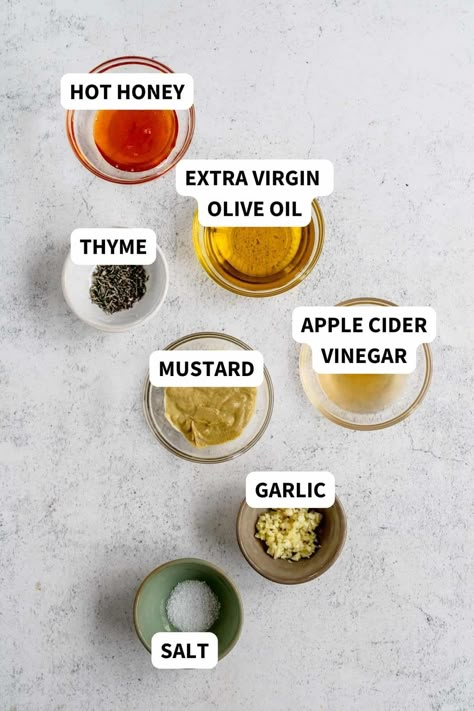 Hot Honey Mustard Vinaigrette Salad Dressing with Apple Cider Vinegar Honey Salad Dressing Recipe, Hot Honey Mustard, Easy Homemade Salad, Honey Salad Dressing, Easy Homemade Salad Dressing, Honey Mustard Salad Dressing, Mustard Salad Dressing, Honey Dressing, Mustard Vinaigrette