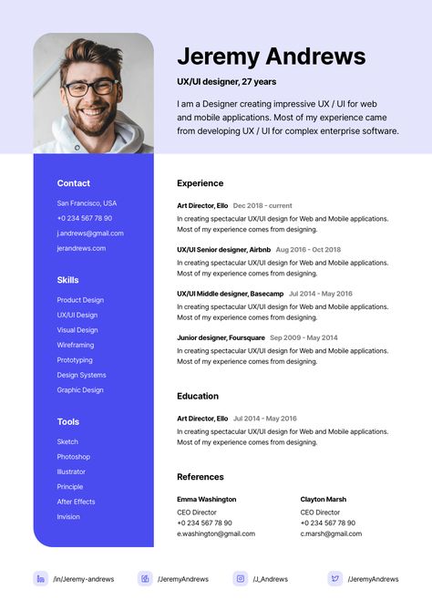 Resume UX/UI Designer Graphic Designer Resume Design, Ui Ux Designer Resume, Ux Designer Resume, Ux Resume, Resume Inspiration, Ui Ux Portfolio, Ui Ux Case Study, Creative Resume Design, Login Ui