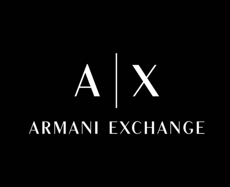 Armani Exchange Brand Clothes Symbol Logo White Design Fashion Vector Illustration With Black Background Nike Prints, Clothing Symbols, Armani Exchange Logo, Clothing Logo Design, Law School Inspiration, Bear Artwork, Fashion Vector, Men Logo, Clothing Brand Logos