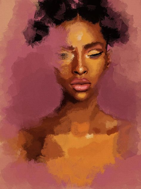 Black Woman Painting, Canvas Drawing, Black Art Painting, Afrocentric Art, Black Artwork, Sunset Lover, Black Love Art, Ap Art, Afro Art