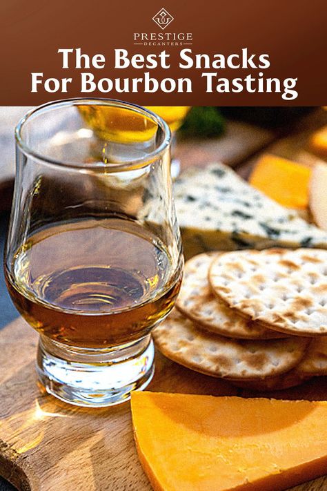 What do you need for a bourbon tasting to go smoothly? Bourbon, of course. But without something to eat, it will quickly become quite challenging to taste any nuance in the bourbon. If your stomach is empty, even small tastes can intoxicate you. And even if you spit them out! Lucky for us, there are some simple, cheap, and tasty snacks that go wonderfully alongside American Whiskey. Food For Bourbon Tasting Party, Hosting A Bourbon Tasting Party, Snacks That Pair With Bourbon, Snacks For Bourbon Tasting, Bourbon Tasting Party Food Snacks, Charcuterie Board For Bourbon Tasting, Food To Pair With Bourbon, Bourbon Inspired Appetizers, Appetizers For Bourbon Tasting