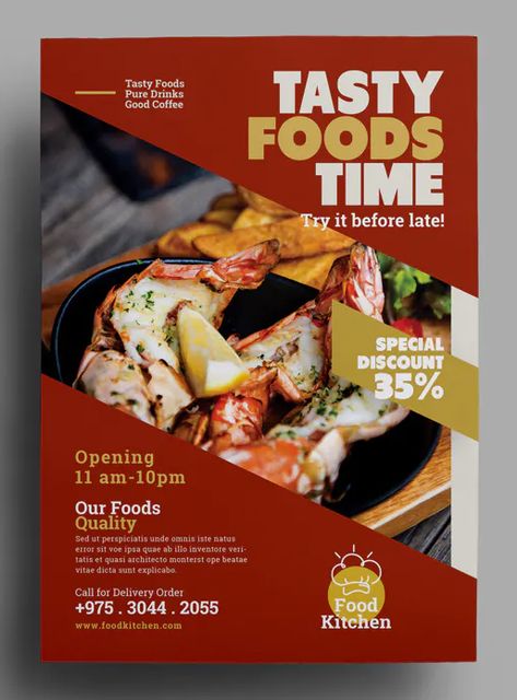 Restaurant Flyer Template PSD Restaurant Creative Ads, Culinary Poster, Pamplet Design, Menu Cover Design, Food Web Design, Restaurant Design Inspiration, Restaurant Advertising, Promo Flyer, Restaurant Poster