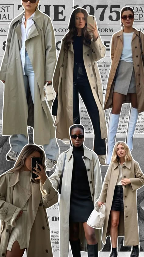 Outfits With Beige Trench Coat, New York Outfits Trench Coat, Fall Trench Coats For Women, How To Dress Up A Trench Coat, How To Style A Beige Trench Coat, Khaki Trenchcoat Outfit, Trench Coat Outfit Europe, Long Beige Trench Coat Outfit, Colored Trench Coat Outfit