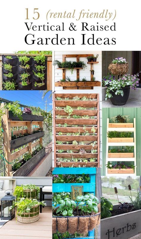 Raised Garden Ideas, Outdoor Balcony Furniture, Vertical Garden Pots, Vertical Container Gardening, Raised Planters, Vertical Garden Plants, Herb Garden Pallet, Rental Friendly, Herb Garden Planter